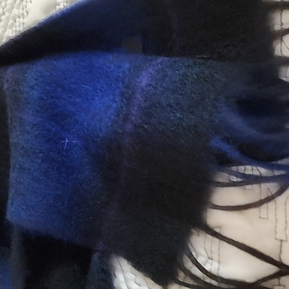 COMME CA MEN Blue and Black Plaid Scarf - Picture 6 of 8